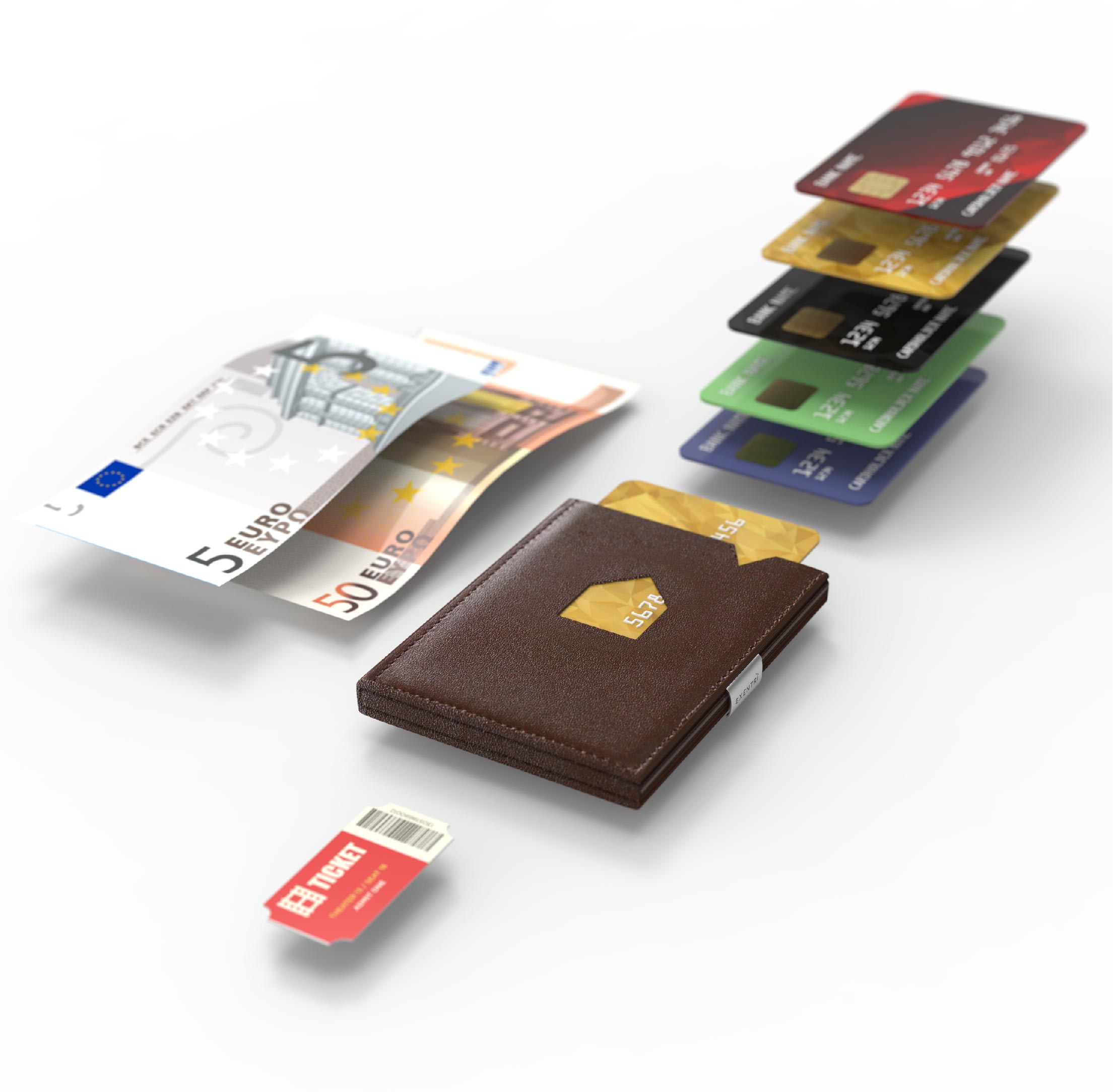 gemakkelijk synoniemenlijst Uitbreiden EXENTRI Wallet - Brown leather cardholder