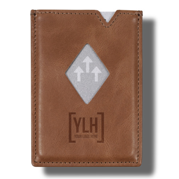 Sand brown leather cardholder customized with business brand